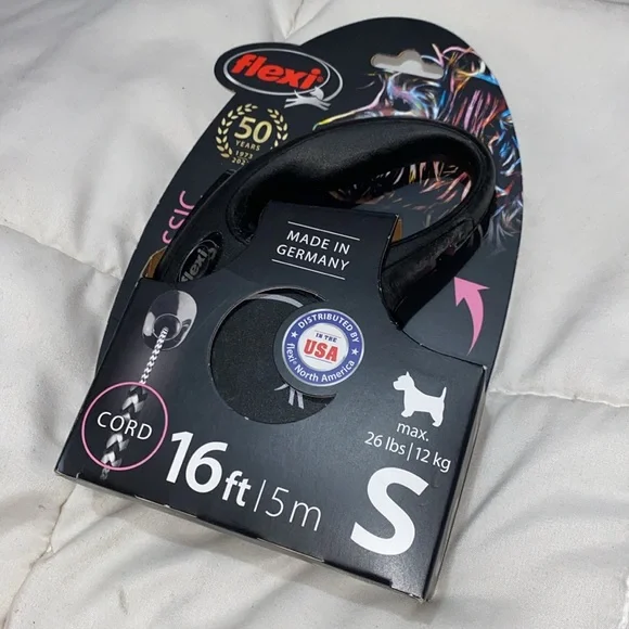 🐶 flexi 16ft Small Retractable Cord Dog Leash Collar Harness Pet Pets Black NWT - Picture 2 of 3